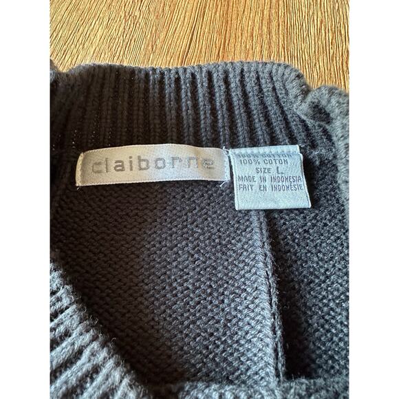 Liz Claiborne Vtg Black Chunky Sweater Men's Size Large - Picture 2 of 6